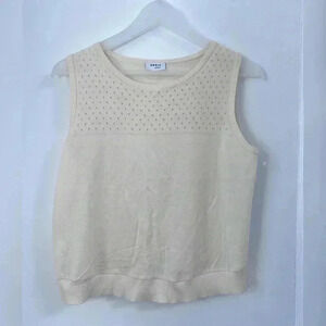 Akris Punto Cream Perforated Wool Tank Blouse Like New $465 Size 8